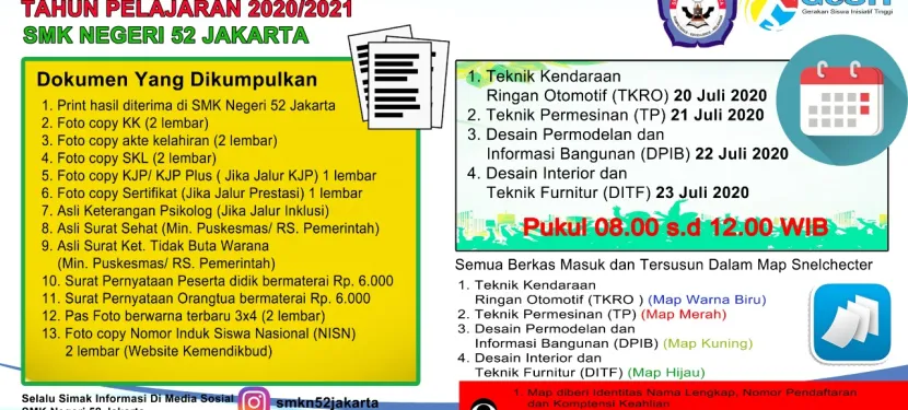 Informasi Pengumpulan Berkas CPDB SMK Negeri 52 Jakarta Tahun 2020/2021